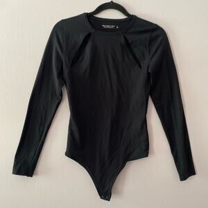 Abercrombie & Fitch Black Cut-Out Long Sleeve Bodysuit Top Women's size Small